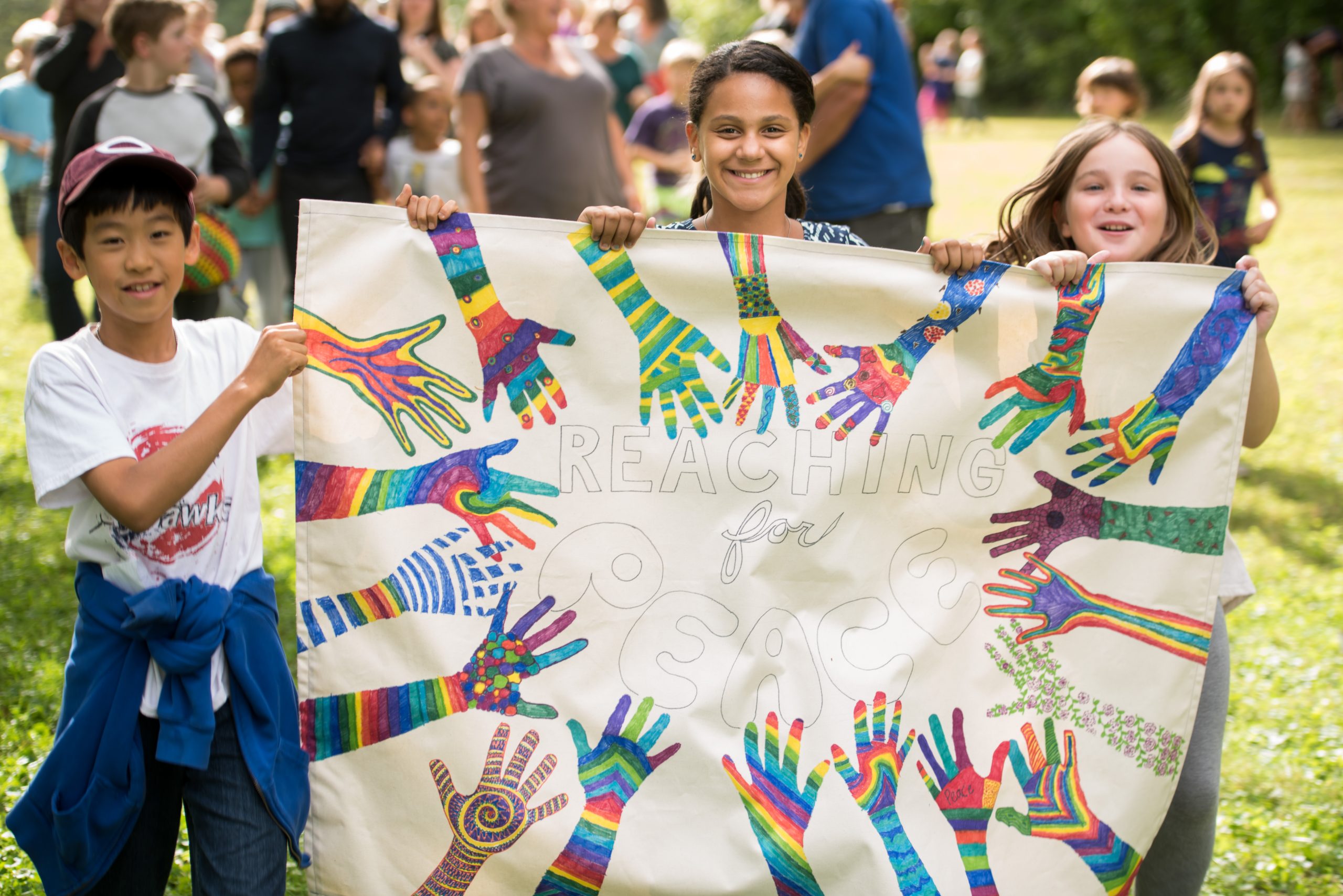 Montessori students take part in a Peace Day celebration
